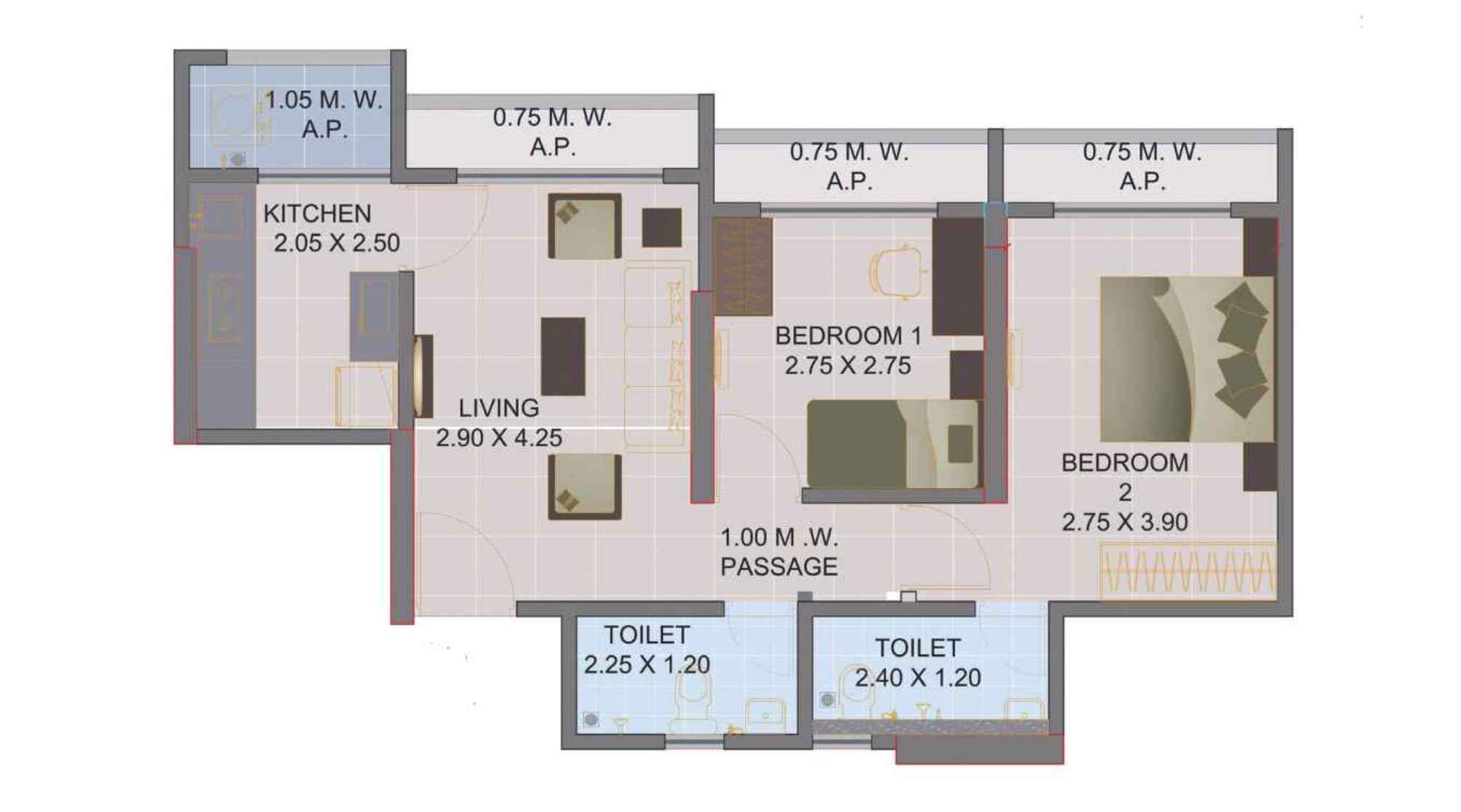 SBM-Sky-Floor-Plan-2-BHK-609-sqft